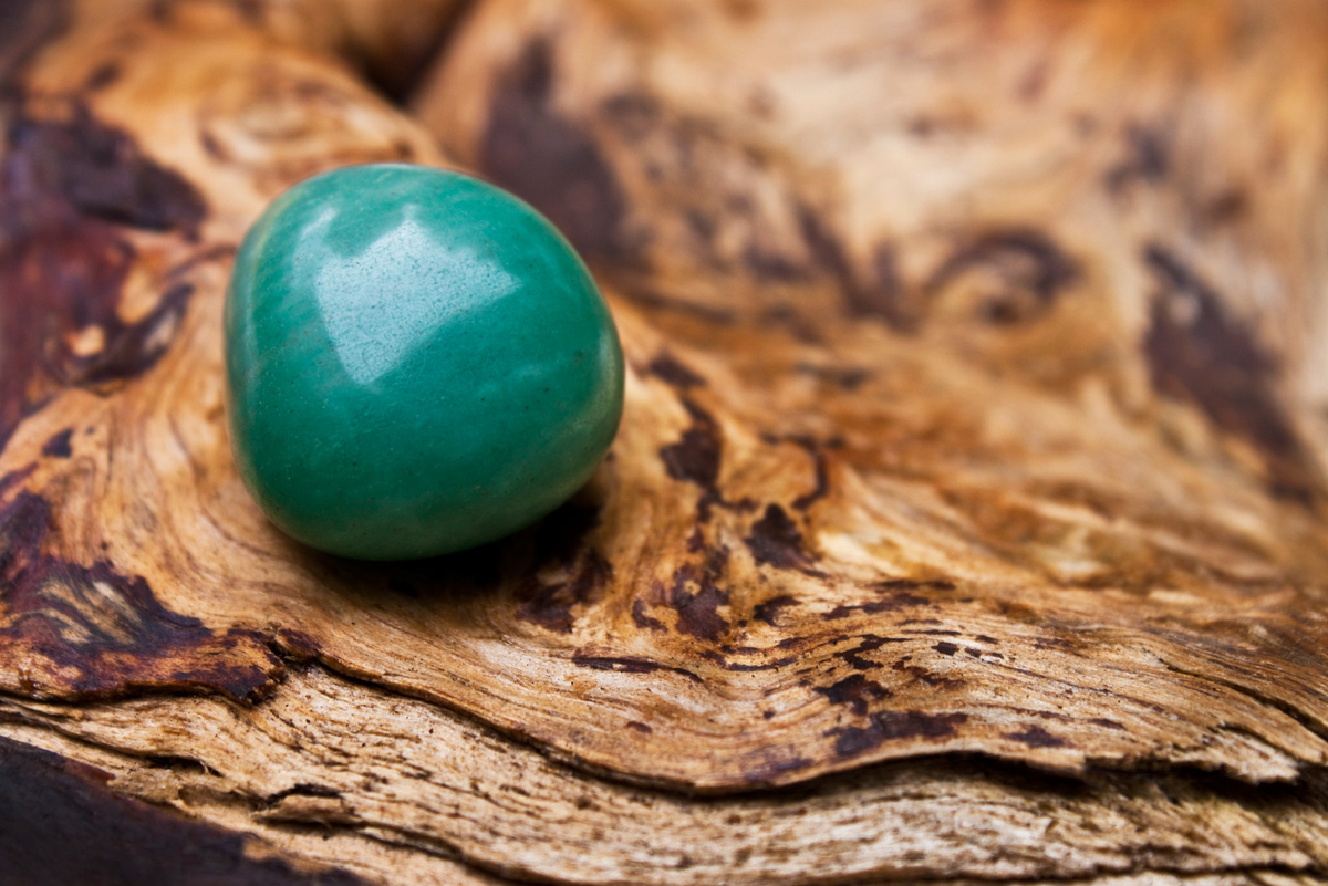 Aventurine against wooden background