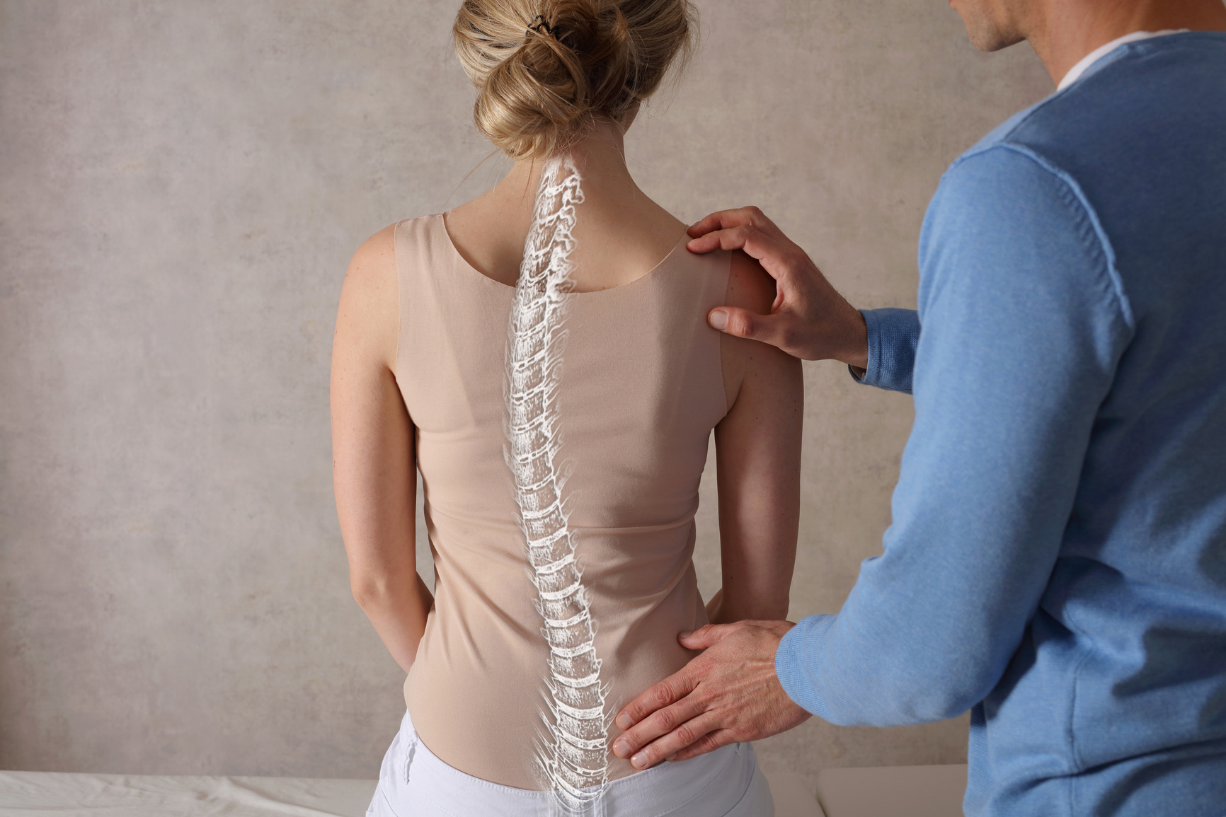 Scoliosis Spine Curve Anatomy, Posture Correction. Chiropractic treatment, Back pain relief.