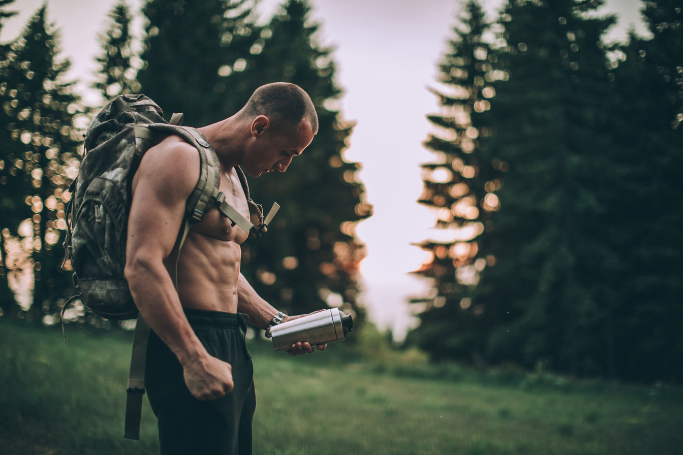 Shirtless man in nature