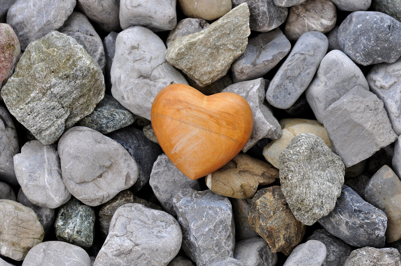 Wooden Heart on Stones